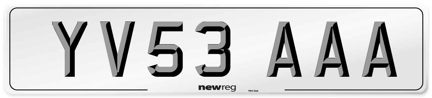 YV53 AAA Number Plate from New Reg